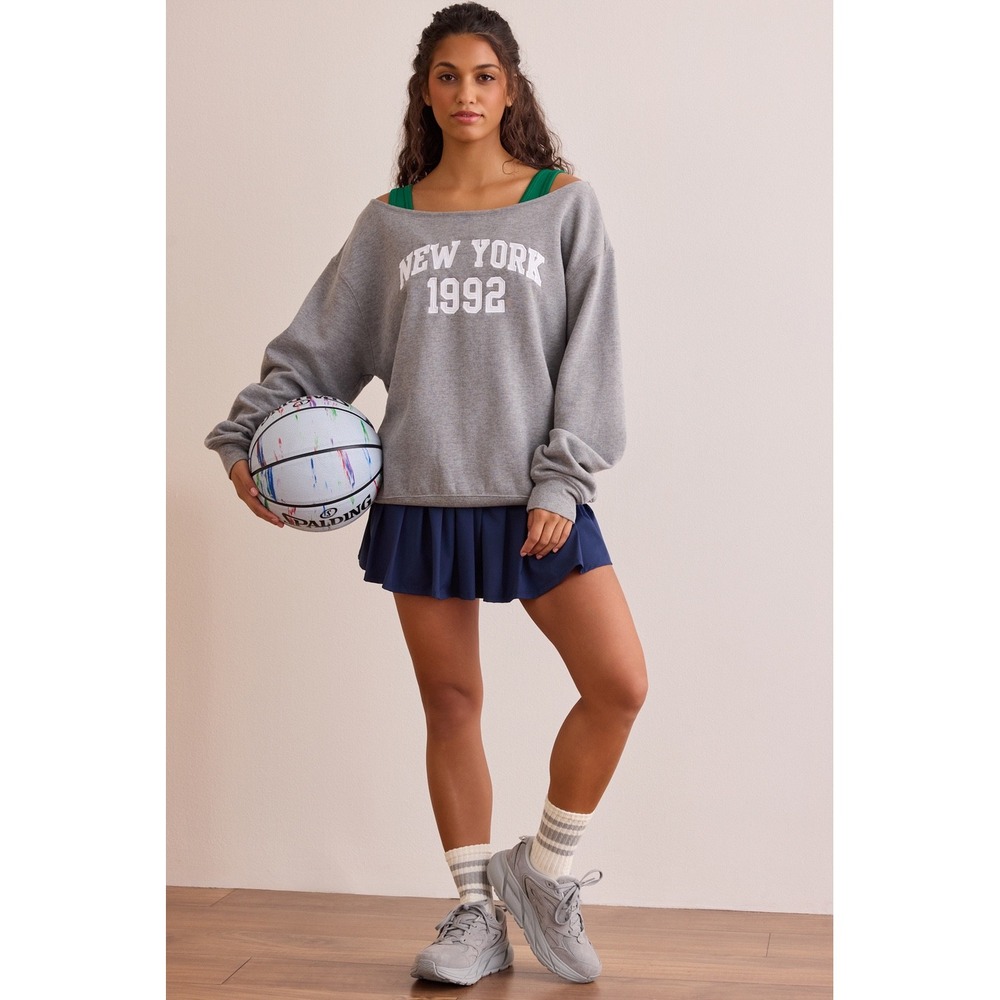 AS Revival New York 1992 Off The Shoulder Sweatshirt Gray Size XXS NWT